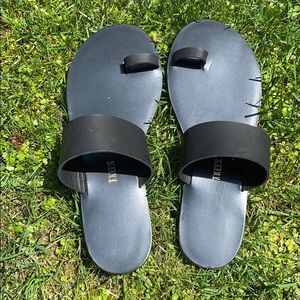 Brand new black leather sandals